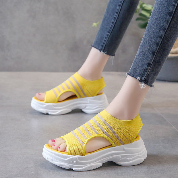 Flying woven stretch sports sandals
