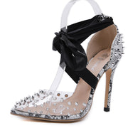 Clear high-heeled sandals